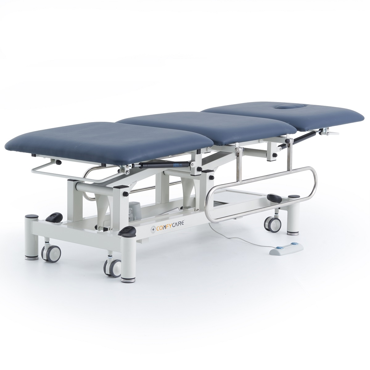 Pacific Medical 3 Section Electric Hi-Lo Examination Table with Drop Down Rails | Navy Blue
