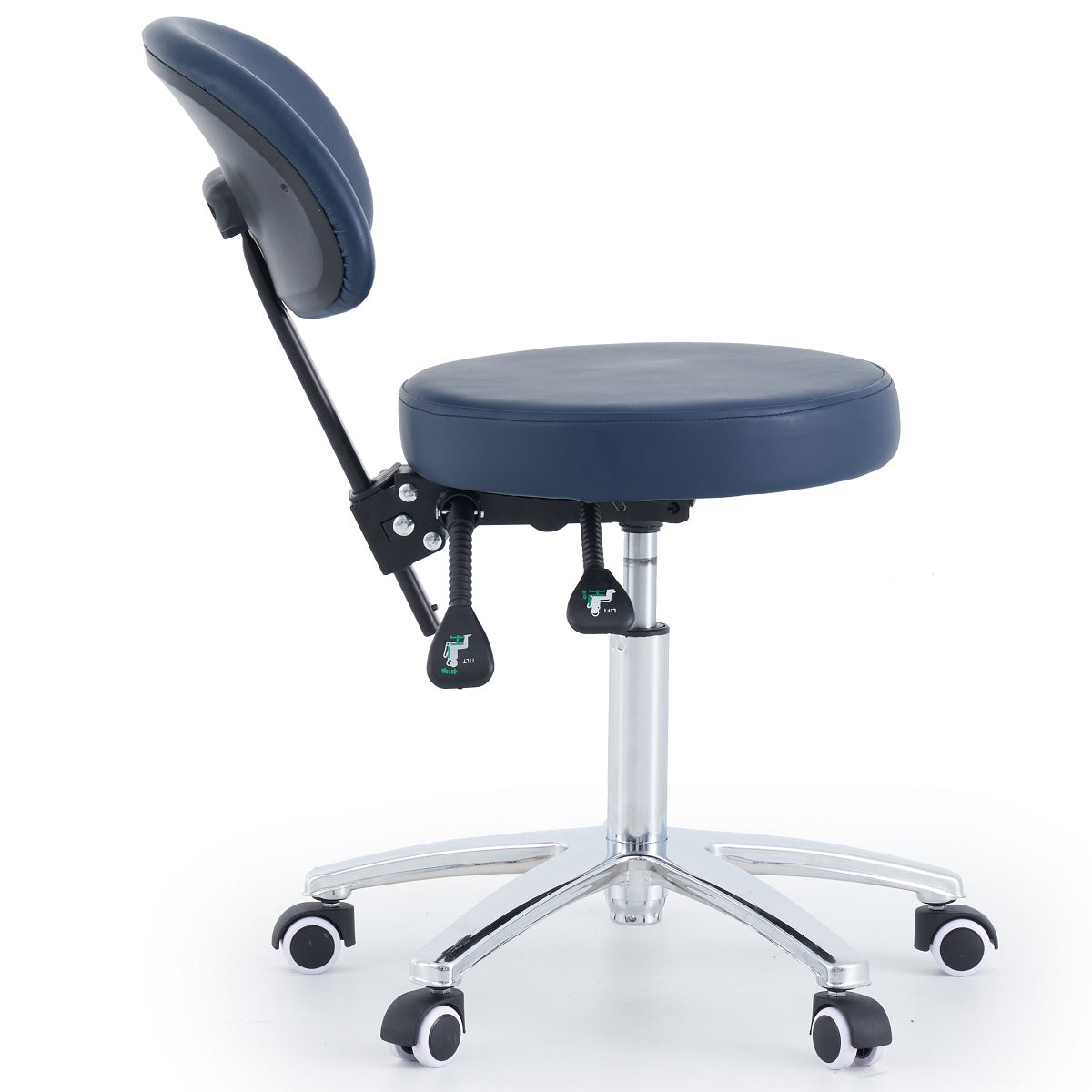 Round Surgeons Stool with Backrest Navy Blue