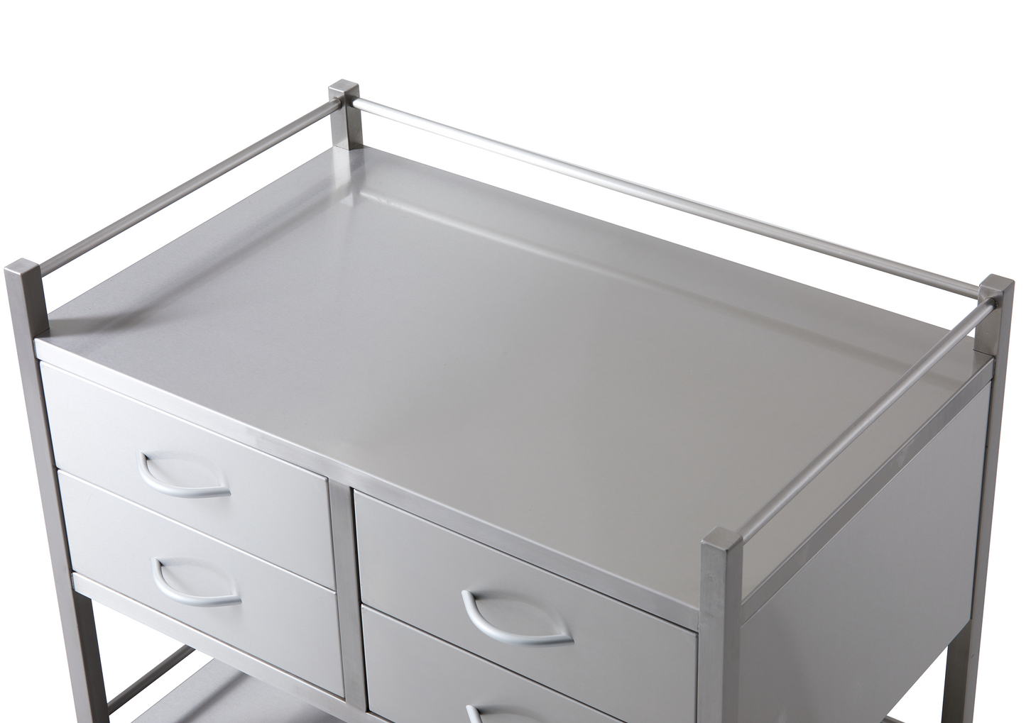 Stainless Steel Instrument Trolley with Four Drawers (Two over Two) 800mm x 500mm x 900mm
