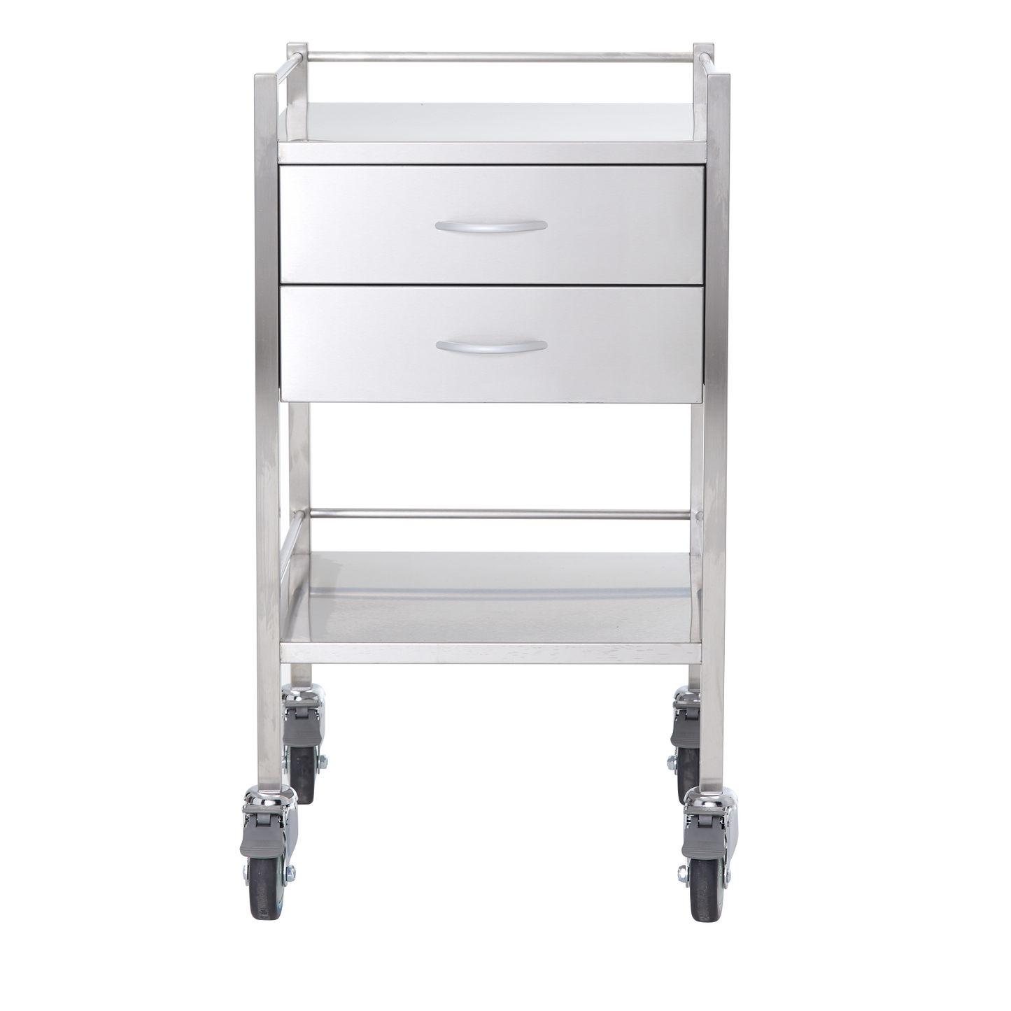 Stainless Steel Instrument Trolley with Two Drawers 500mm x 500mm x 900mm