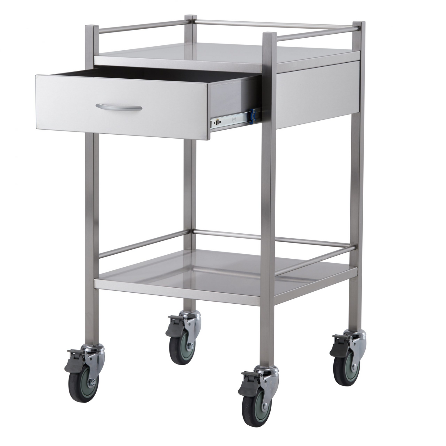 Stainless Steel Instrument Trolley with One Drawer 500mm x 500mm x 900mm