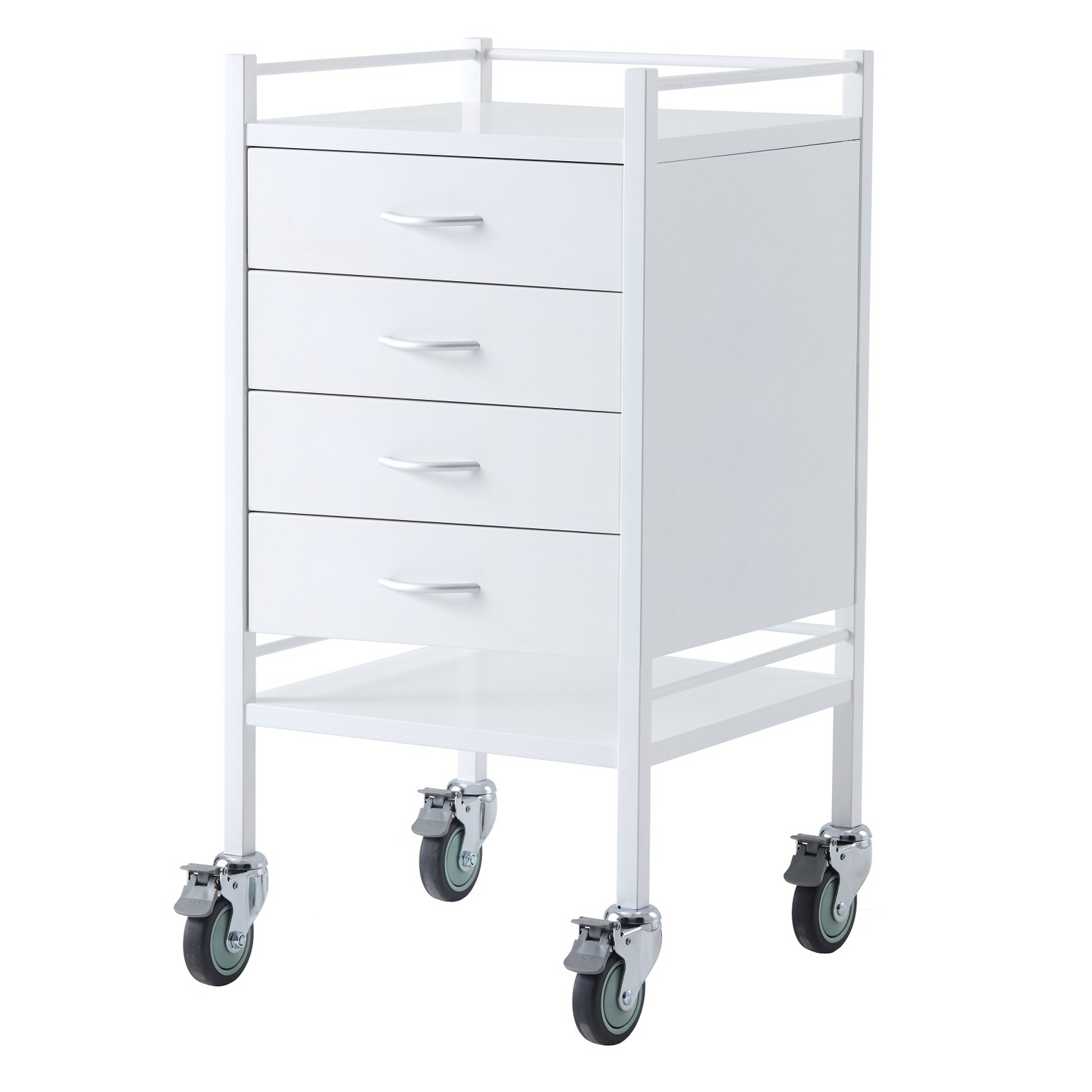 Powder Coated Instrument Trolley with Four Drawers 500mm x 500mm x 967mm