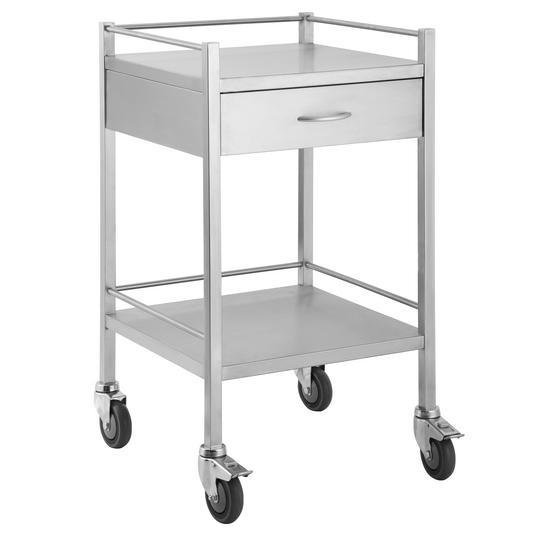 Stainless Steel Instrument Trolley with One Drawer 500mm x 500mm x 900mm