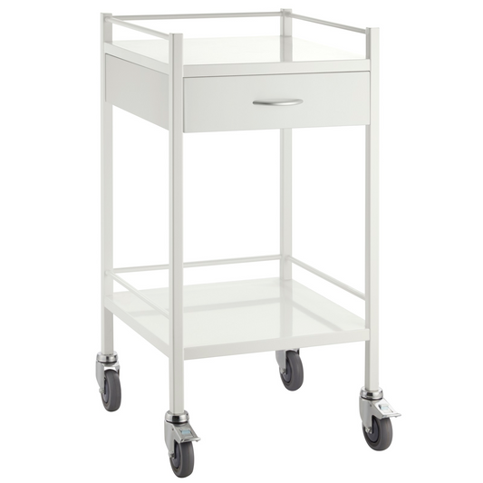 Powder Coated Instrument Trolley with One Drawer 500mm x 500mm x 967mm