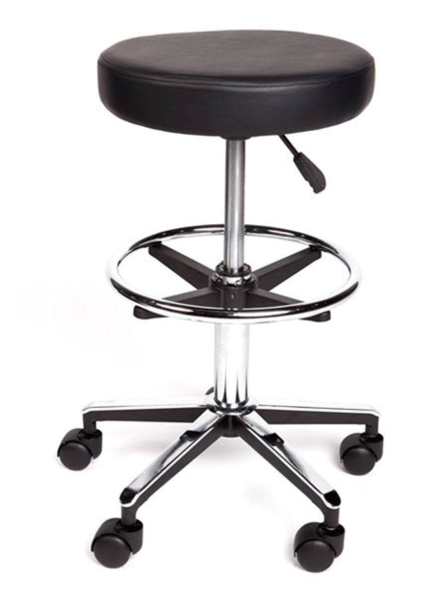 Premium Round Surgeons Stool with Foot Ring Black