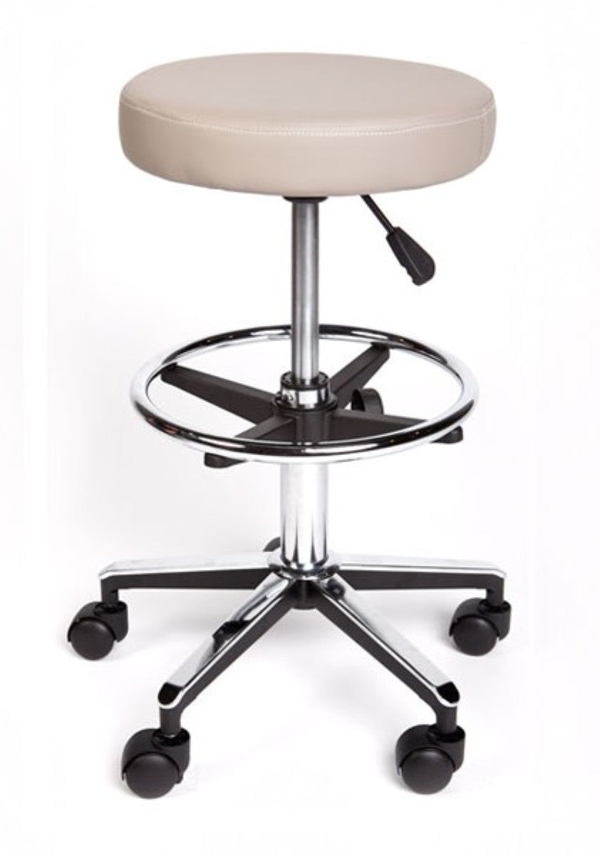 Premium Round Surgeons Stool with Foot Ring Grey