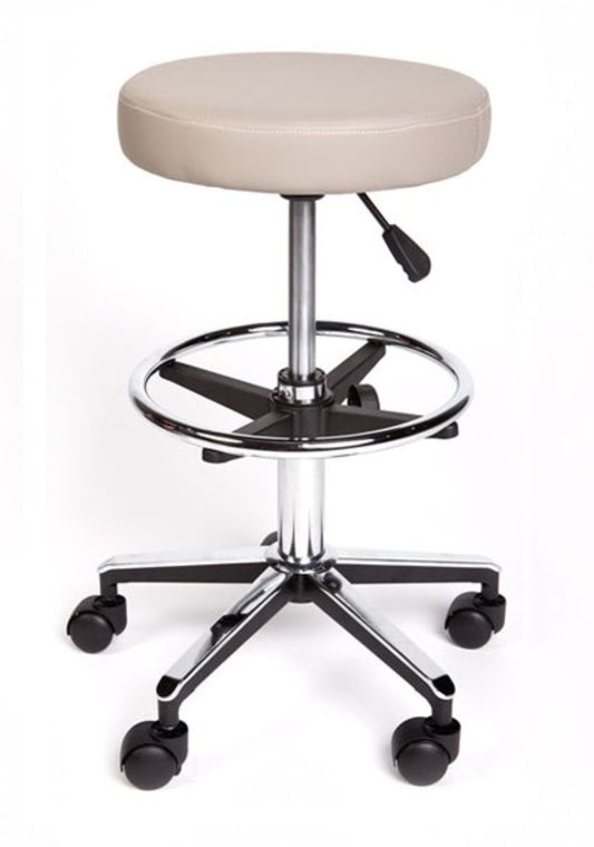 Premium Round Surgeons Stool with Foot Ring Grey