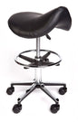 Premium Saddle Stool with Adjustable Height & Foot Ring Black