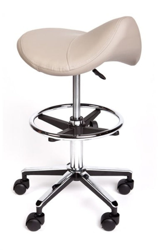 Premium Saddle Stool with Adjustable Height & Foot Ring Grey