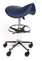 Premium Saddle Stool with Adjustable Height & Foot Ring Navy Blue