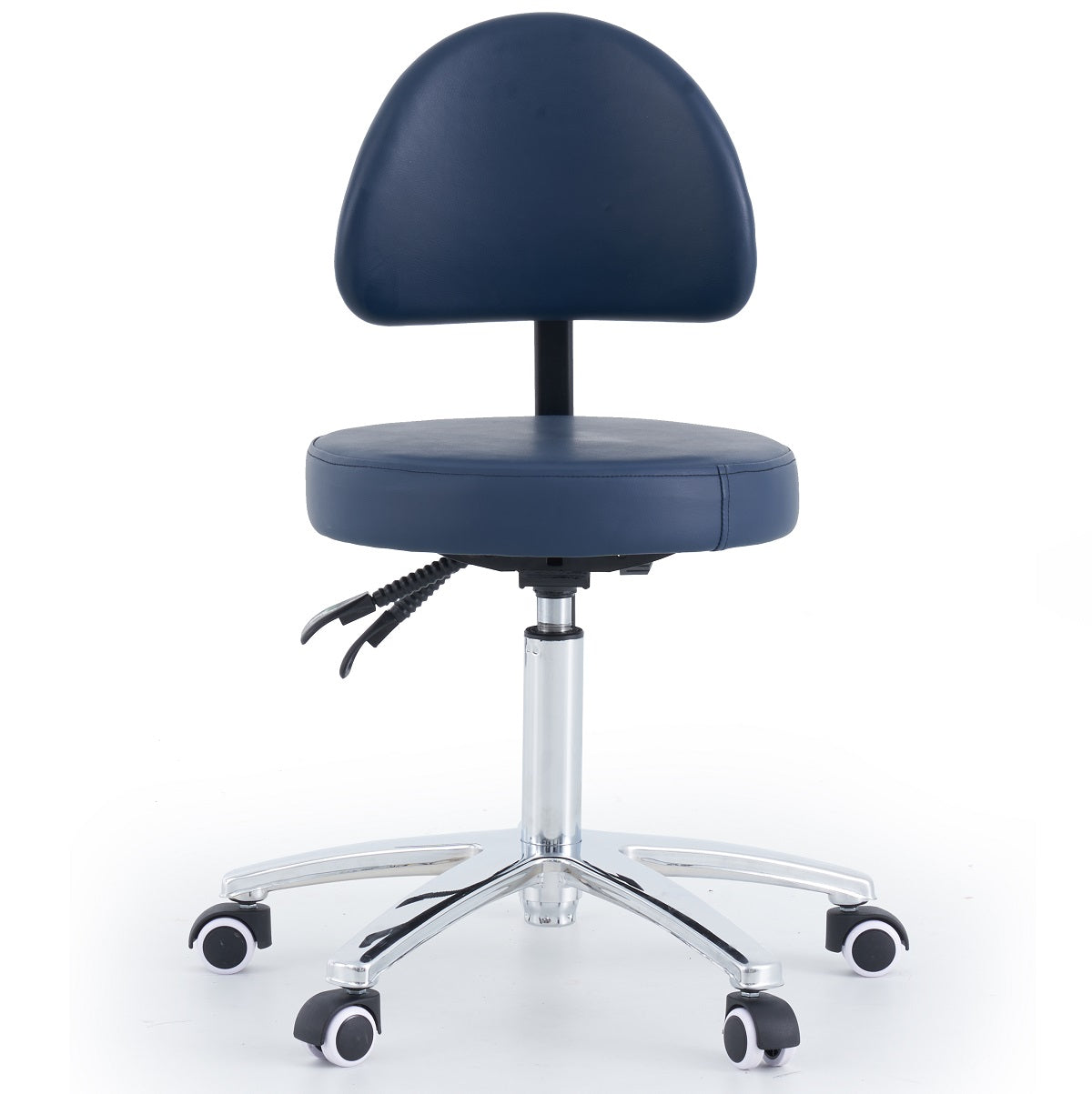 Round Surgeons Stool with Backrest Navy Blue