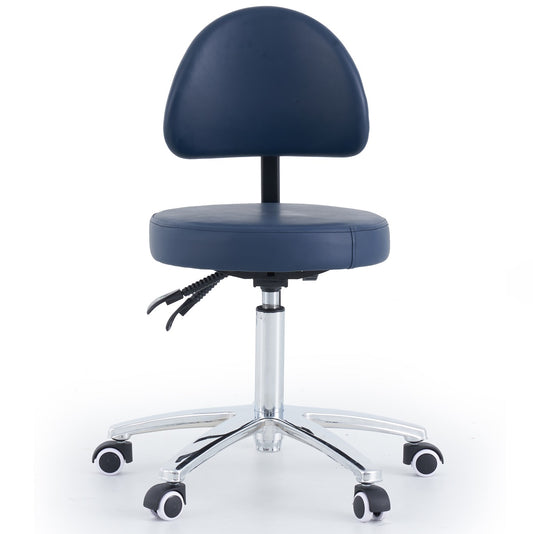 Round Surgeons Stool with Backrest Navy Blue