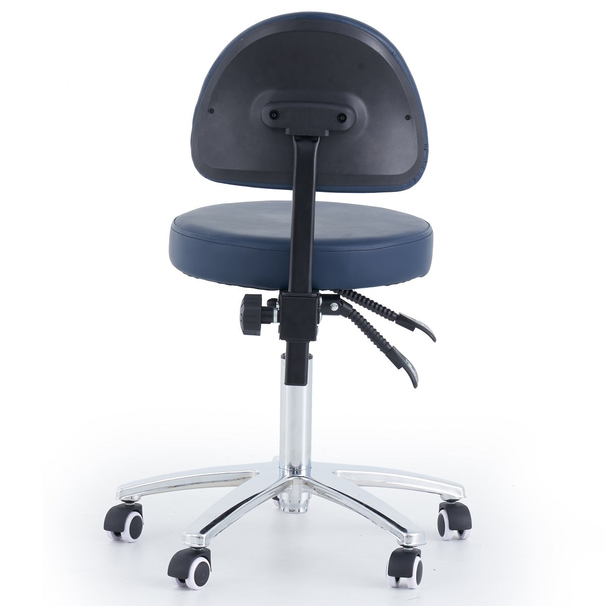Round Surgeons Stool with Backrest Navy Blue