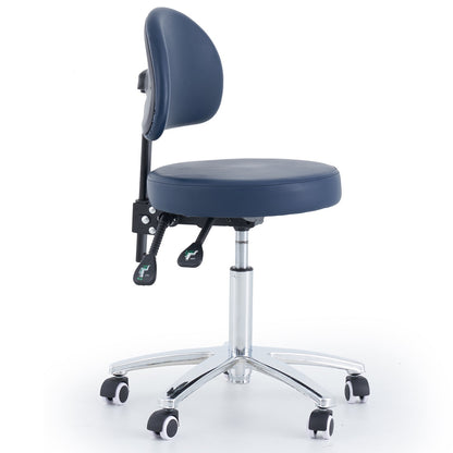 Round Surgeons Stool with Backrest Navy Blue