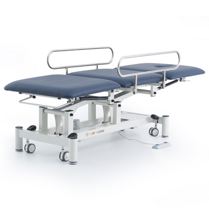 Pacific Medical 3 Section Electric Hi-Lo Examination Table with Drop Down Rails | Navy Blue
