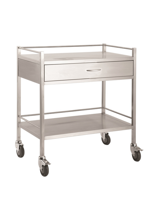 Stainless Steel Instrument Trolley with One Drawer 800mm x 500mm x 900mm