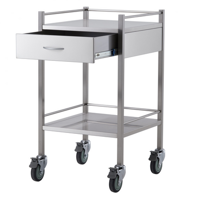 Stainless Steel Instrument Trolley with One Drawer 500mm x 500mm x 900mm