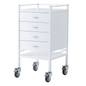 Powder Coated Instrument Trolley with Four Drawers 500mm x 500mm x 967mm